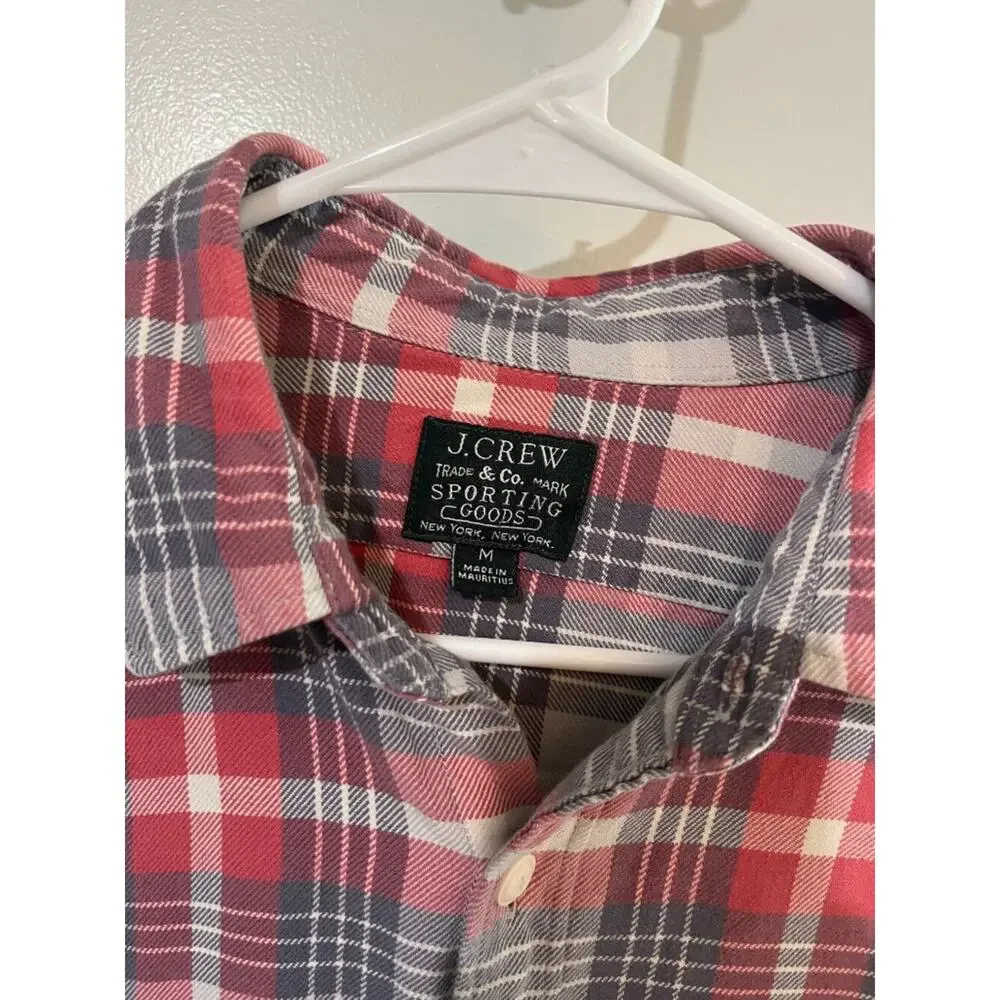 J.Crew Sporting Goods Plaid Button Down Shirt Mens M Red Blue Heritage Preppy
